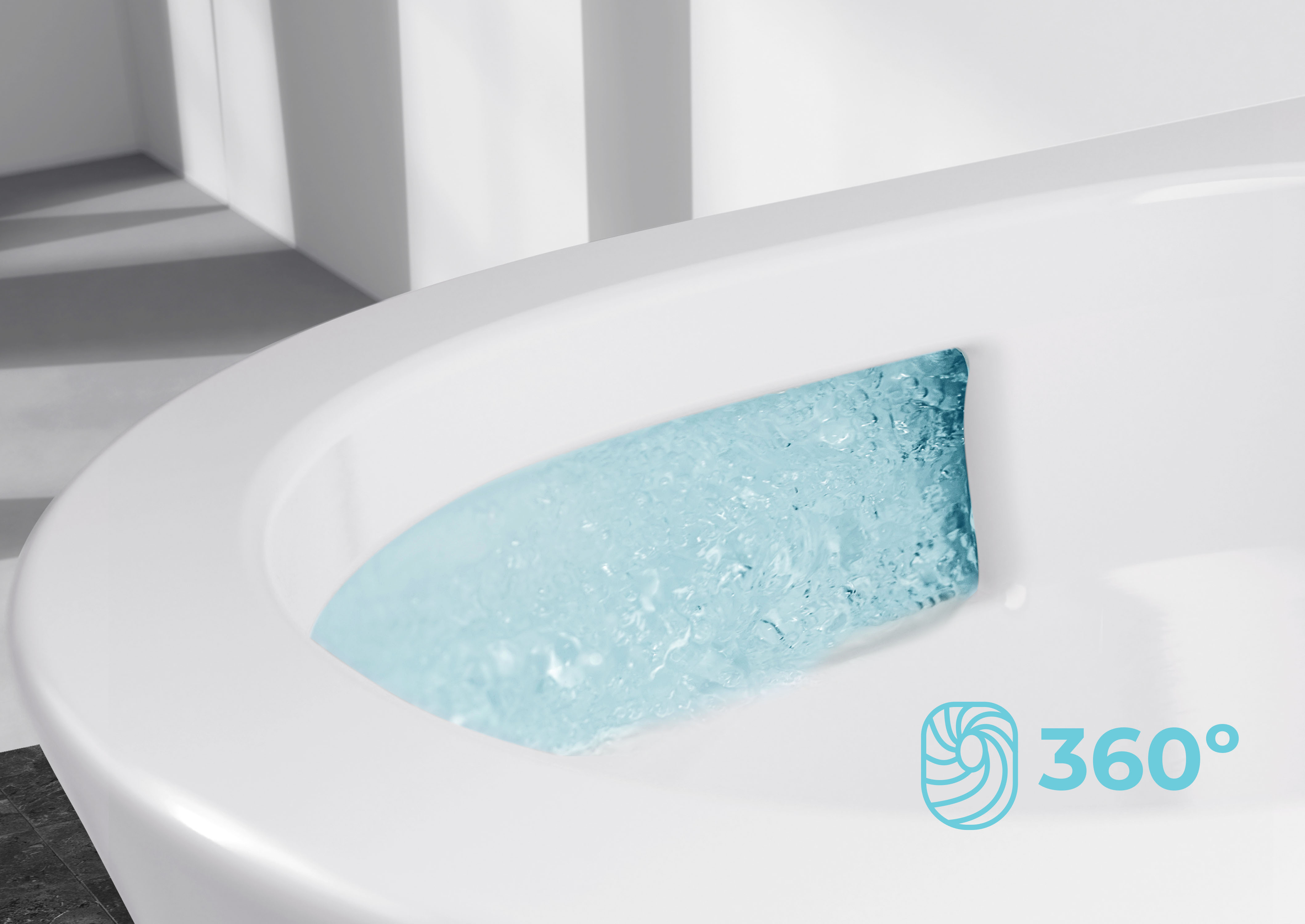 Fluxo espiral 360 graus Rimless Vortex Sanitana