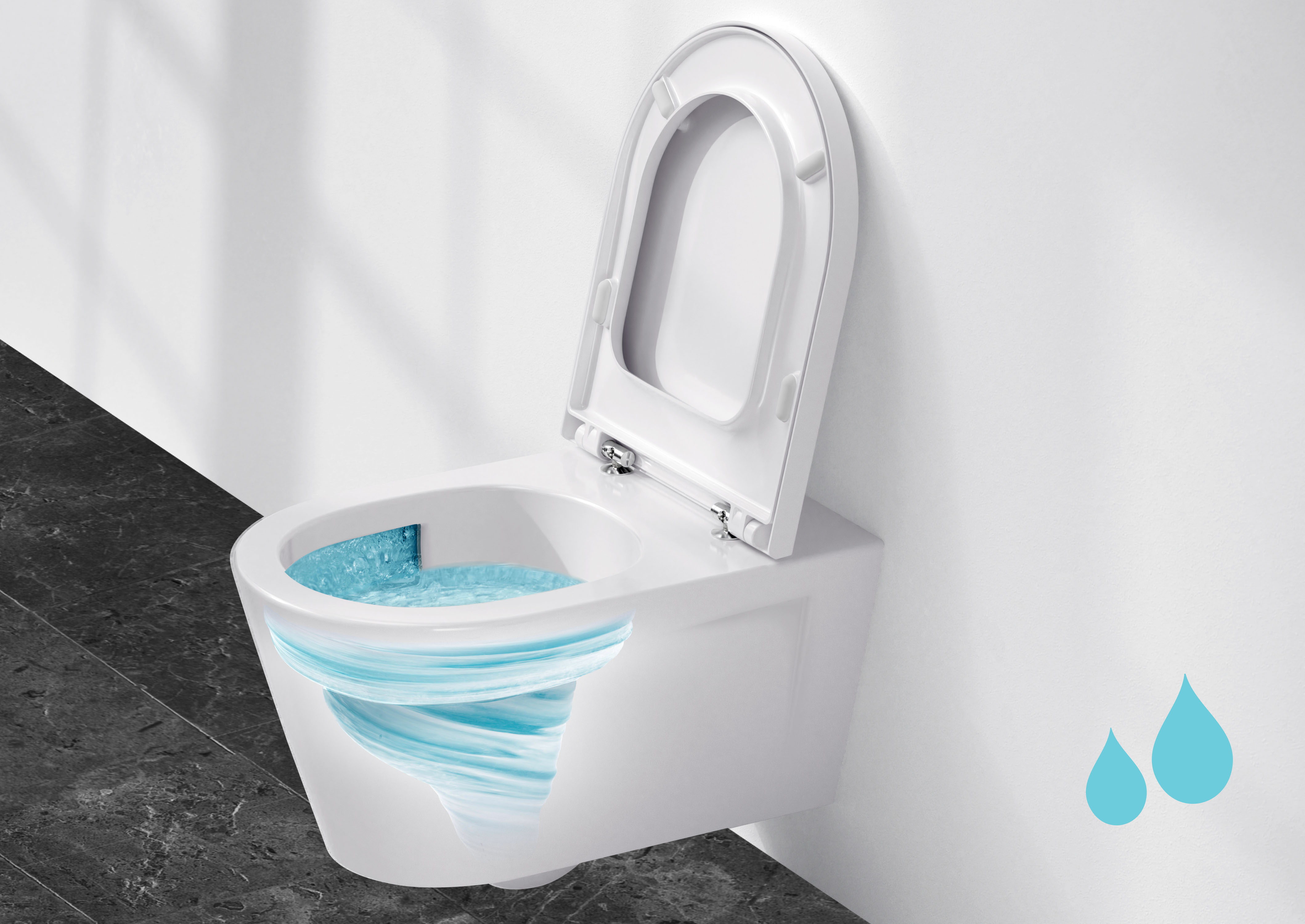 Poupança de água com tecnologia Rimless Vortex Sanitana